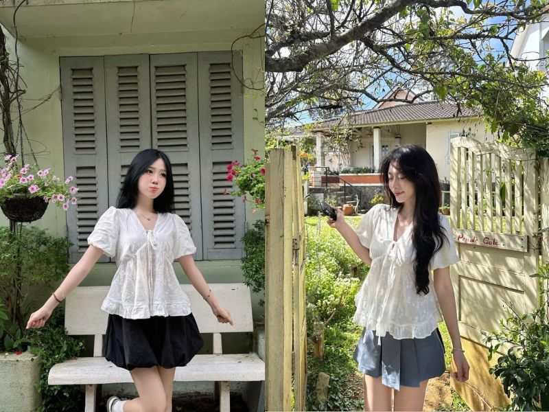áo kiểu mặc với váy rời