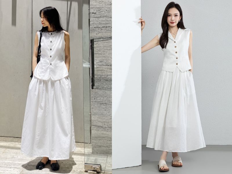 áo kiểu mặc với váy rời