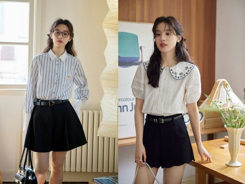 áo kiểu mặc với váy rời