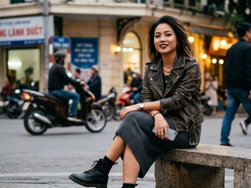 màu xanh da trời phối với váy màu gì