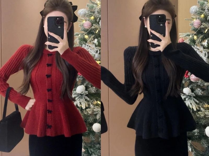 Chân váy len ôm mặc với áo gì