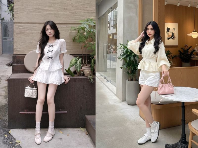 áo kiểu mặc với váy rời