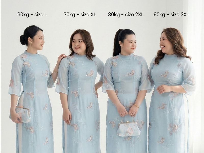 bảng size áo dài nữ