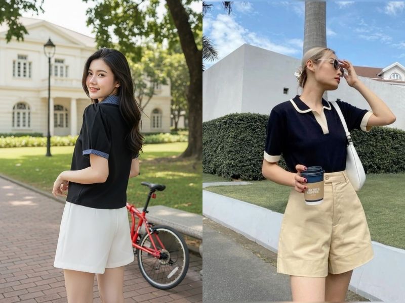 Short Bermuda kết hợp áo polo