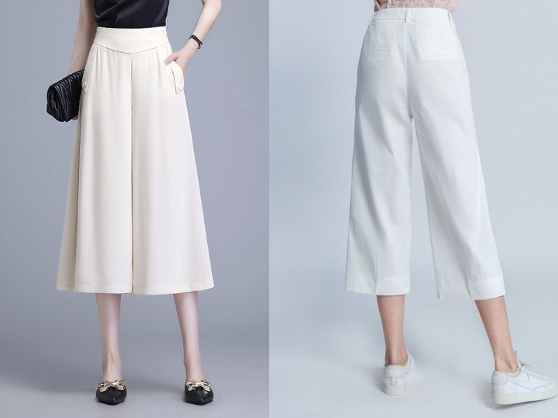 Quần culottes lộ chân mảnh khảnh