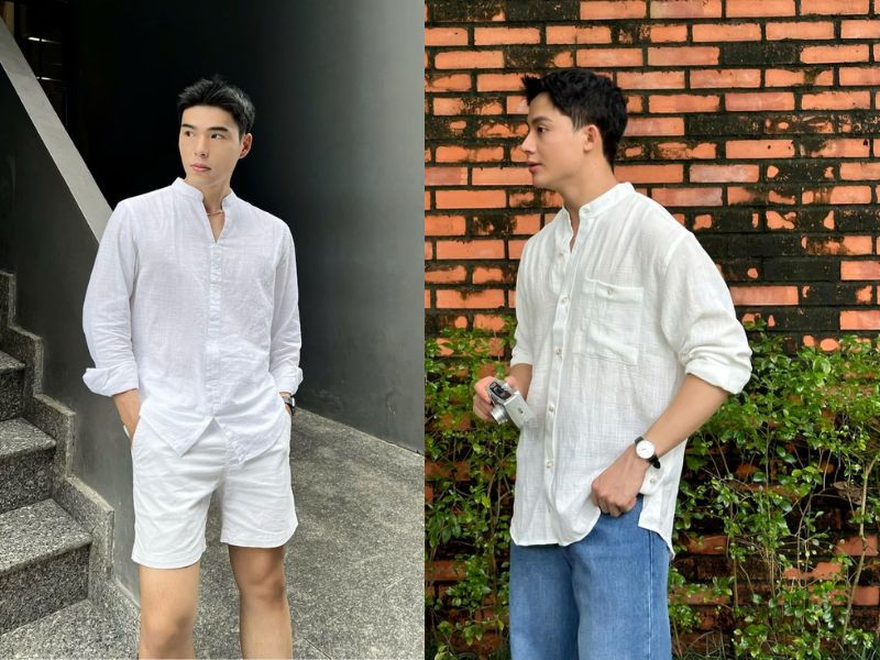 phối đồ áo sơ mi trắng nam