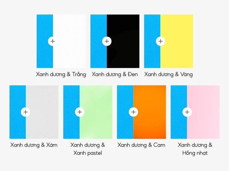 Màu xanh da trời phối với màu gì