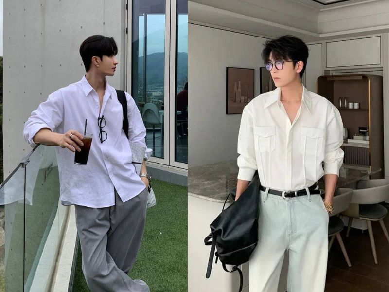 phối đồ áo sơ mi trắng nam