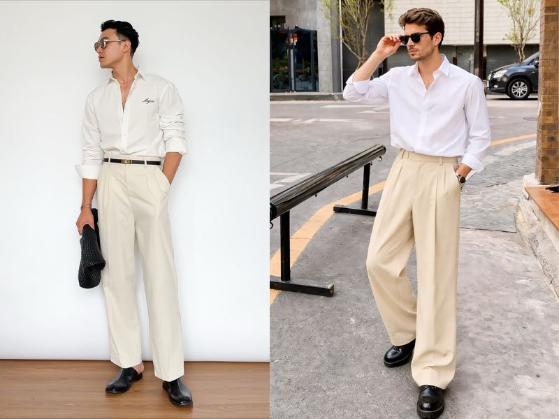 phối đồ áo sơ mi trắng nam