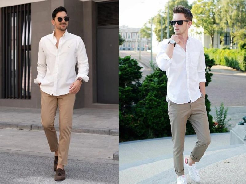 phối đồ áo sơ mi trắng nam