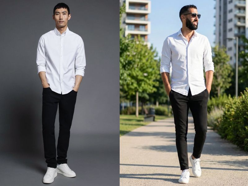 phối đồ áo sơ mi trắng nam