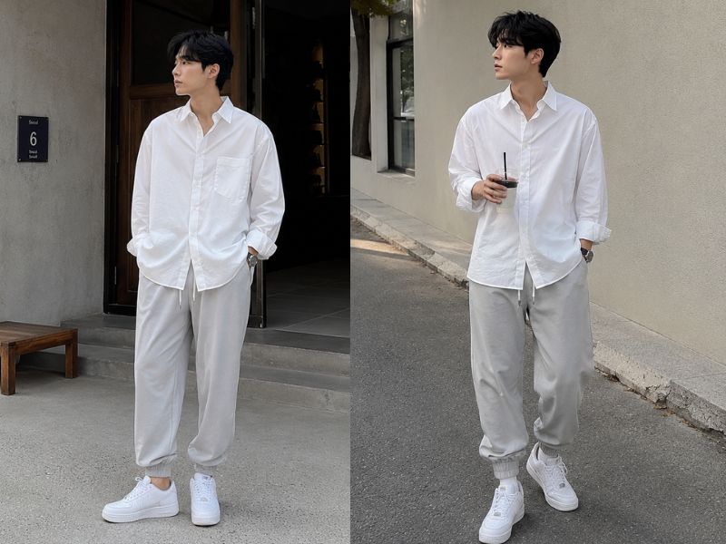 phối đồ áo sơ mi trắng nam
