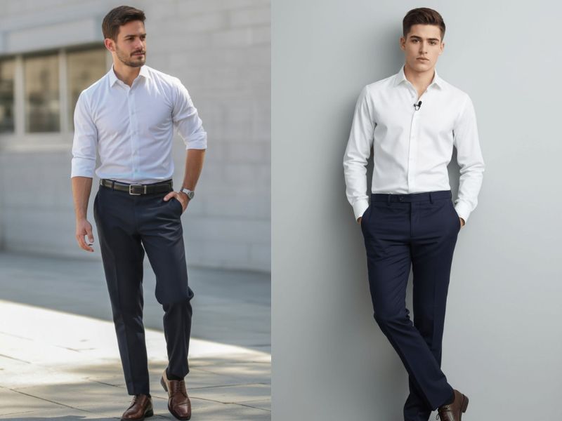 phối đồ áo sơ mi trắng nam