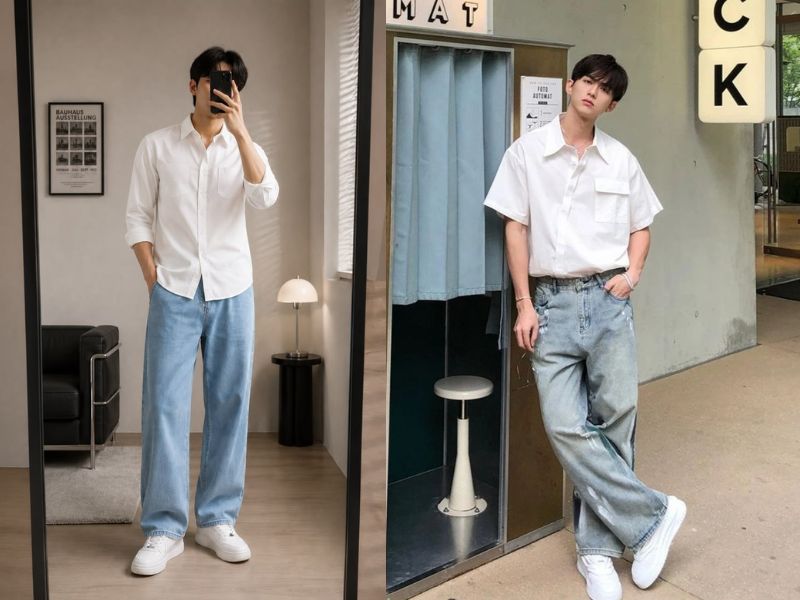phối đồ áo sơ mi trắng nam