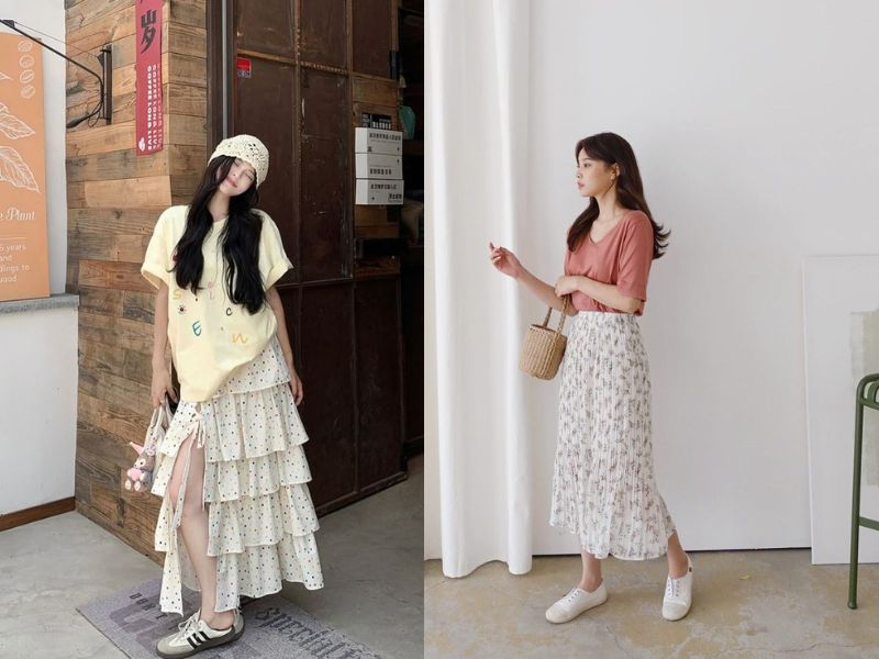 áo kiểu mặc với váy rời