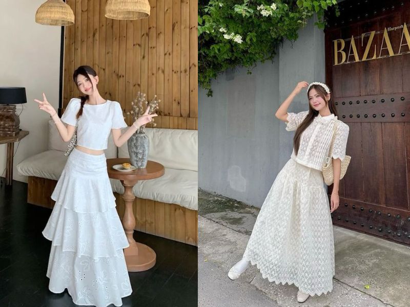 áo kiểu mặc với váy rời