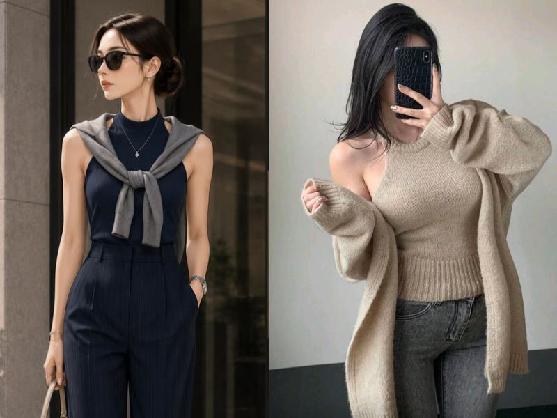 áo len cổ yếm