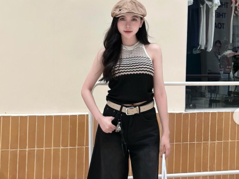 áo len cổ yếm