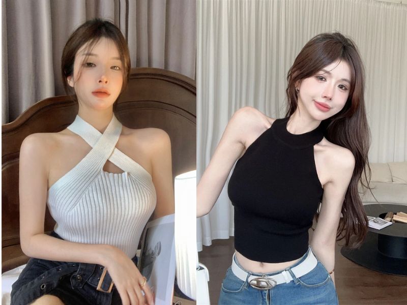 áo len cổ yếm