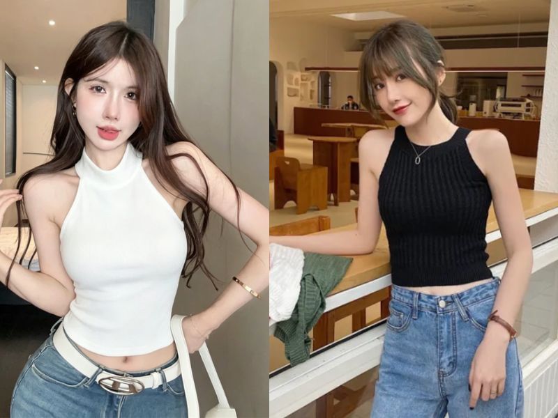 áo len cổ yếm