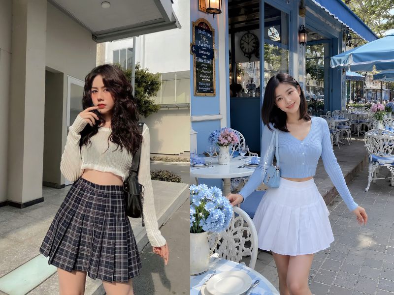 áo thun gân tay dài croptop