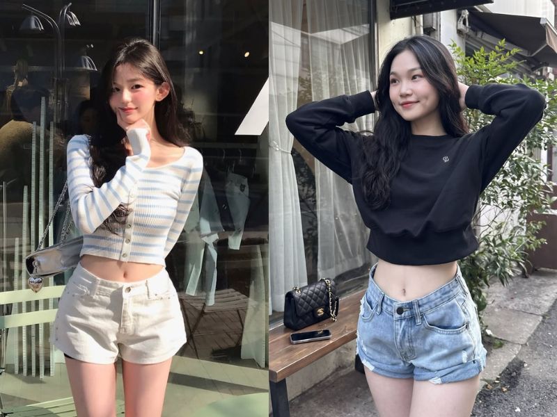 áo thun gân tay dài croptop