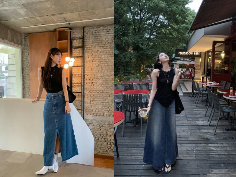 tái chế quần jean cũ thành váy