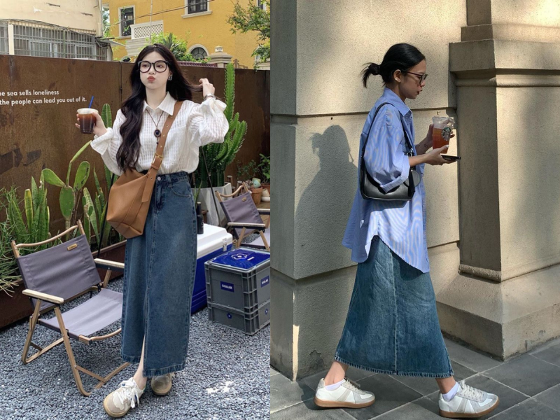 tái chế quần jean cũ thành váy