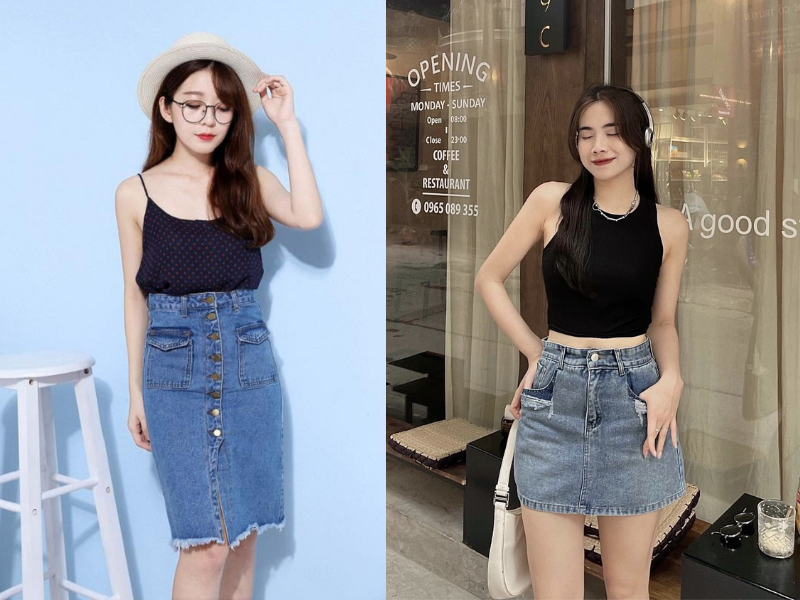 tái chế quần jean cũ thành váy