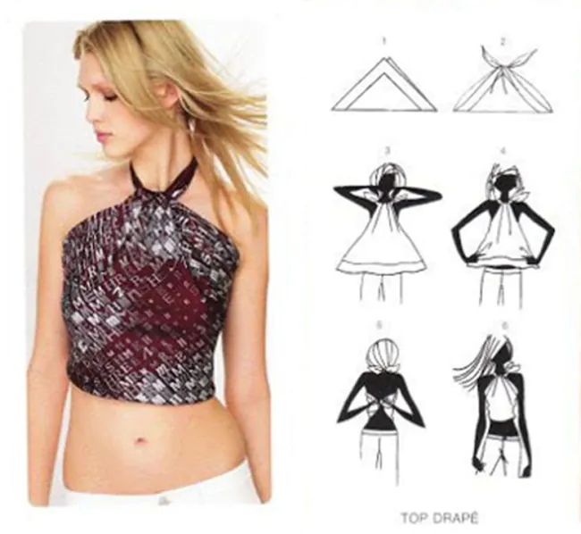 Cách quấn khăn thành áo crop-top