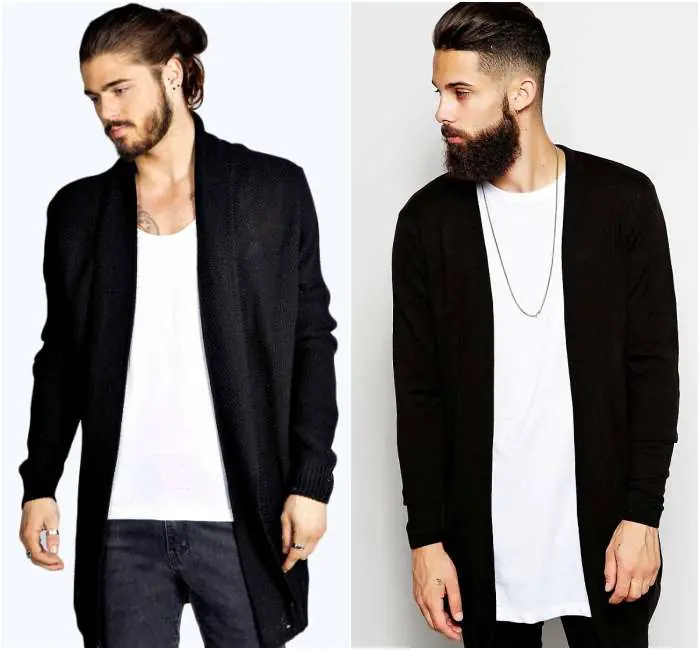 phối đồ với áo len cardigan nam dáng dài
