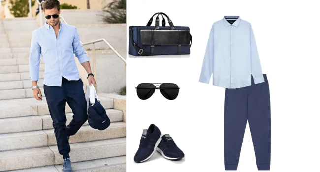 Mix áo sơ mi với quần jogger