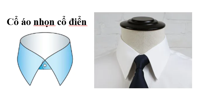 cổ áo sơ mi nhọn cổ điển