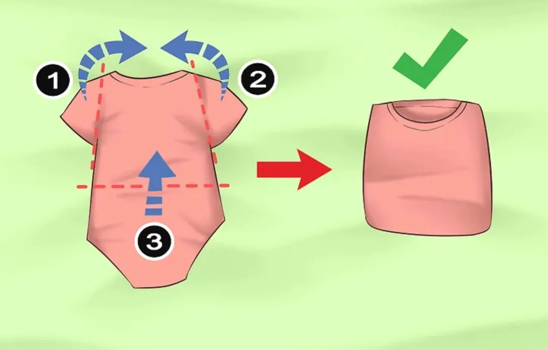 Gấp bodysuit (áo liền quần) cho bé
