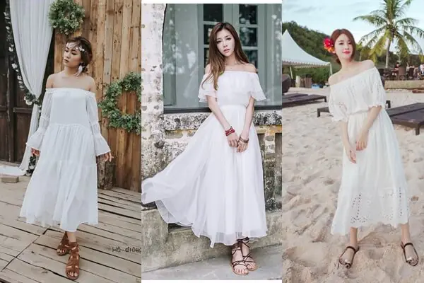 maxi trễ vai đi biển