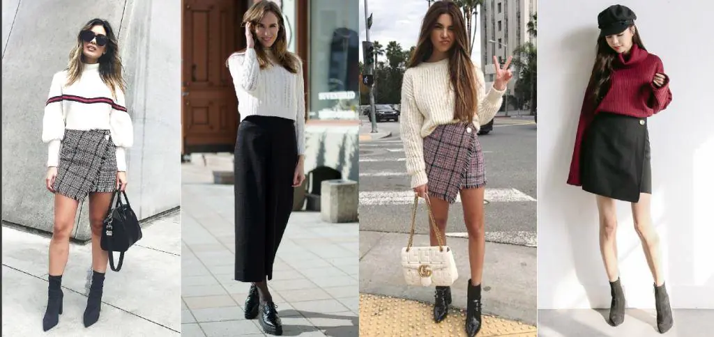 cách kết hợp quần giả váy vào mùa đông