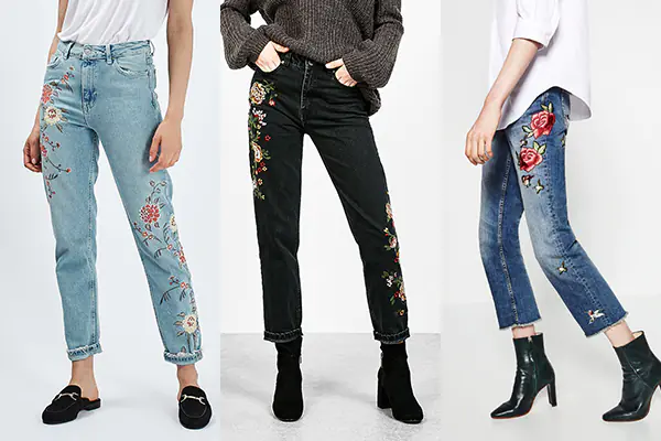 Xu hướng Quần jeans thêu hoa