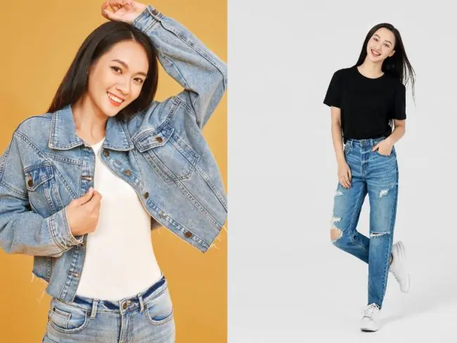 phối áo thun với quần jeans