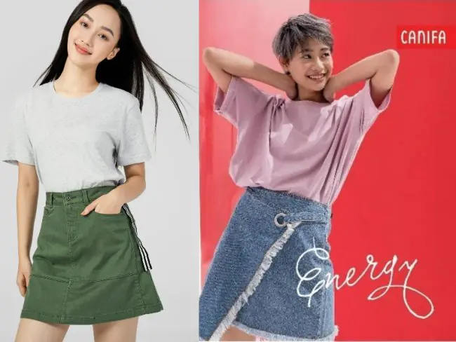 mix áo thun cùng với chân váy