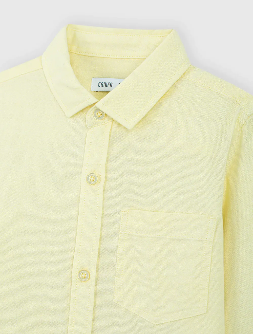 Áo Sơ Mi Bé Trai Cotton Cổ Đức Tay Dài Có Túi Ốp Ngực