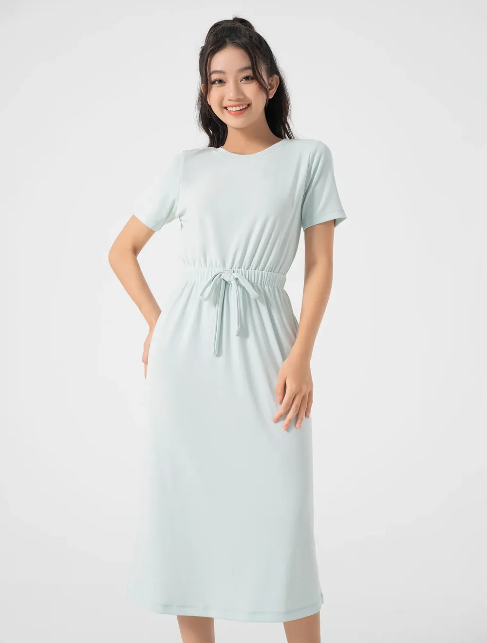 Đầm xòe tay loe cổ thắt nơ đai eo bo chun  Váy Đầm