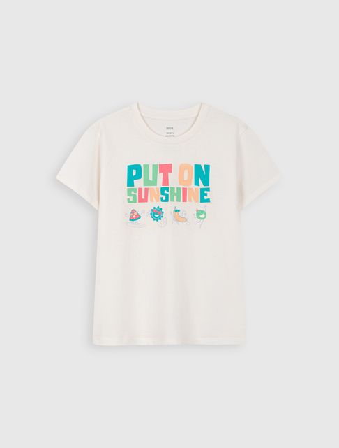 Áo phông unisex trẻ em slogan "PUT ON SUNSHINE"